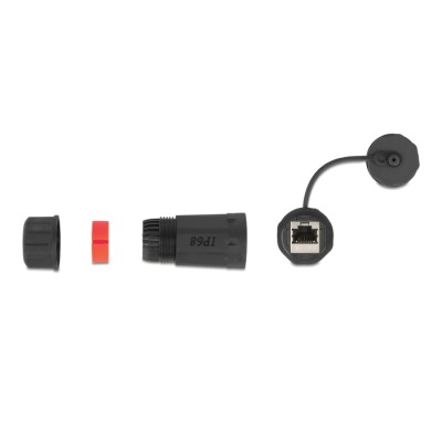 Cable Connector RJ45 jack to RJ45 jack Cat.6A with housing and protective cap waterproof 2