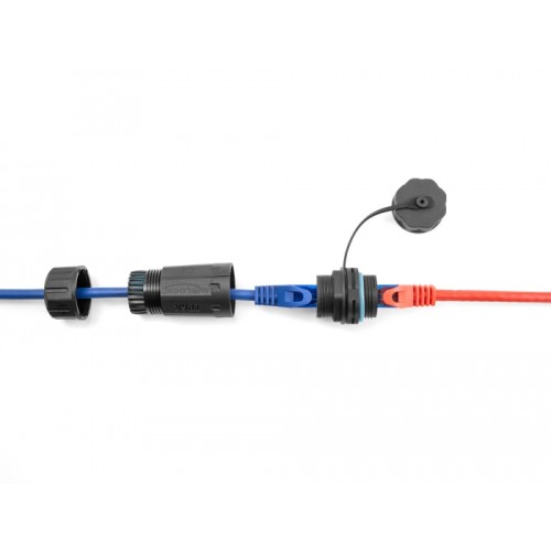 Delock Cable Connector RJ45 jack to RJ45 jack Cat.6A with housing and protective cap waterproof
