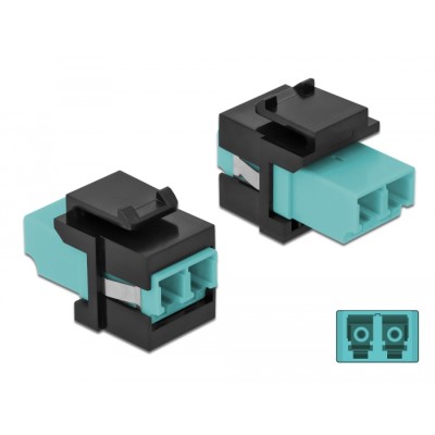 Delock Keystone Module LC Duplex female to LC Duplex female aqua / black
