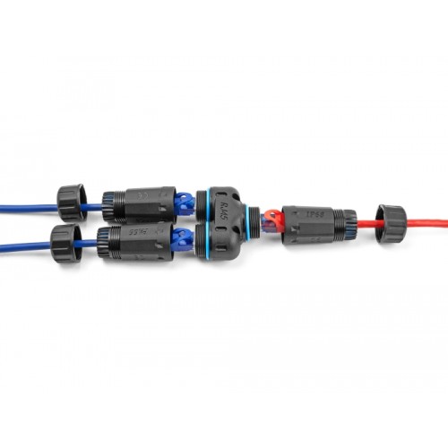 Delock Cable Connector RJ45 jack to 2 x RJ45 jack Cat.6A waterproof
