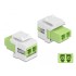 Delock Keystone Module LC Duplex female to LC Duplex female limegreen / white