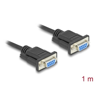 Delock RS-232 Cable Serial D-Sub9 female to female with narrow plug housing 1 m