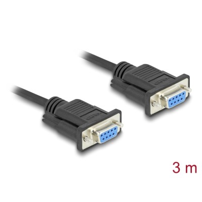 Delock RS-232 Cable Serial D-Sub9 female to female with narrow plug housing 3 m