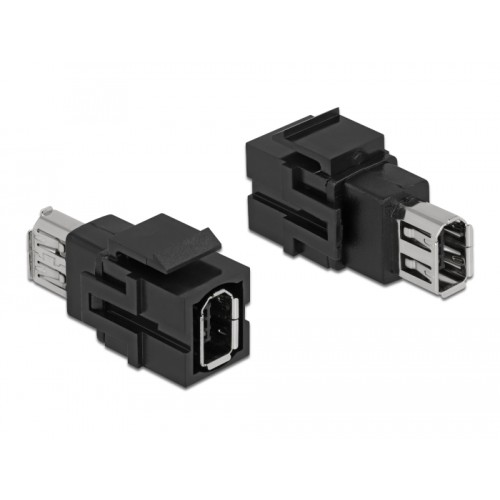 Delock Keystone Module FireWire 6 pin female to FireWire 6 pin female black