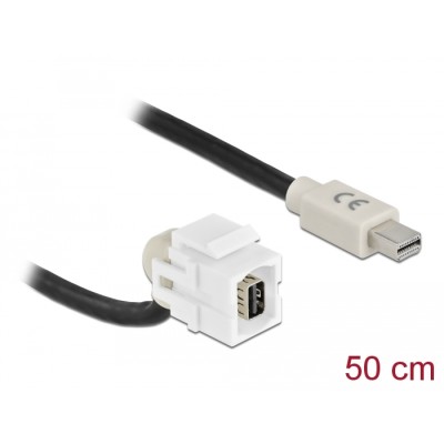 Delock Keystone Module mini DisplayPort female 110°  mini DisplayPort male with cable white