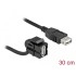 Delock Keystone Module USB 2.0 A female 110°  USB 2.0 A female with cable black
