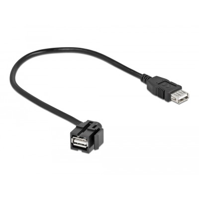 Delock Keystone Module USB 2.0 A female 110°  USB 2.0 A female with cable black 2