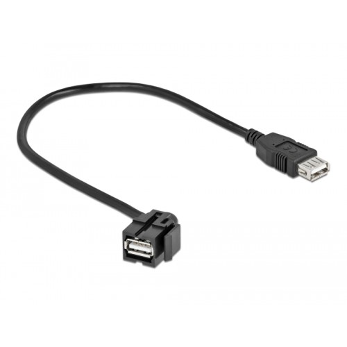 Delock Keystone Module USB 2.0 A female 110°  USB 2.0 A female with cable black