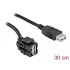 Delock Keystone Module USB 2.0 A female 250°  USB 2.0 A female with cable black