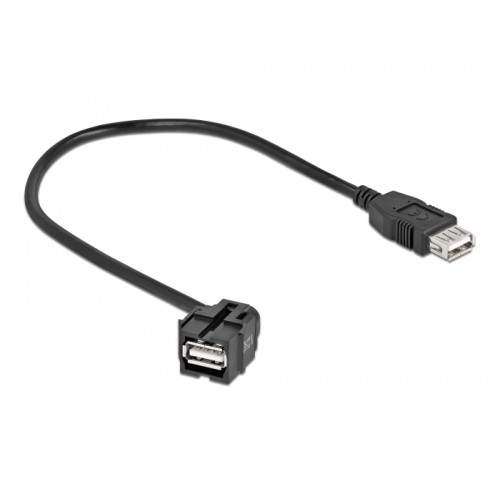 Delock Keystone Module USB 2.0 A female 250°  USB 2.0 A female with cable black