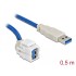 Delock Keystone Module USB 5 Gbps type-A female 250° to type-A male with 0.5 m cable white