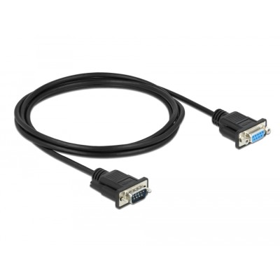 Delock RS-232 Cable Serial D-Sub 9 male to female null modem with narrow plug housing 0.5 m 2