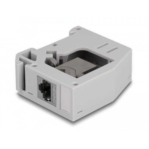 Delock DIN rail Adapter with Keystone Module RJ45 jack to RJ45 jack Cat.6A