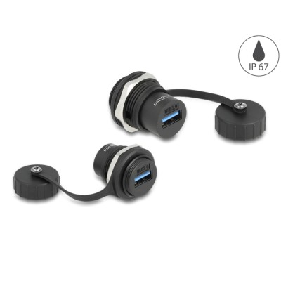 Delock USB 3.2 Gen 1 Type-A built-in connector with protective cap IP67 dust and waterproof
