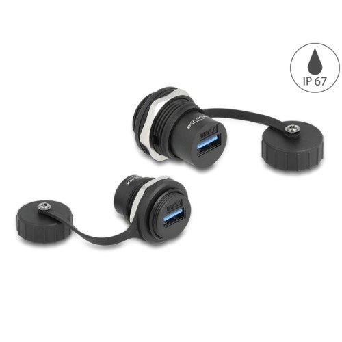 Delock USB 5 Gbps Type-A built-in connector with protective cap IP67 dust and waterproof