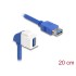Delock Keystone Module Cable USB 5 Gbps Type-A female to USB Type-A female 90° angled 20 cm blue