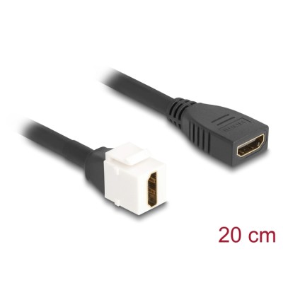 Delock Keystone Module Cable HDMI female to female 8K 60 Hz 20 cm black