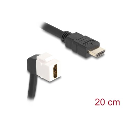 Delock Keystone Module Cable HDMI male to female 90° angled 8K 60 Hz 20 cm black