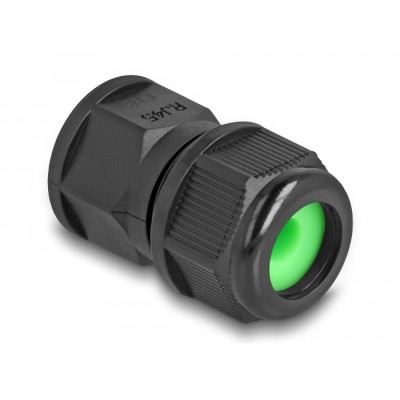 Delock Feed-through coupler for RJ45 network cables IP67 dust and waterproof black