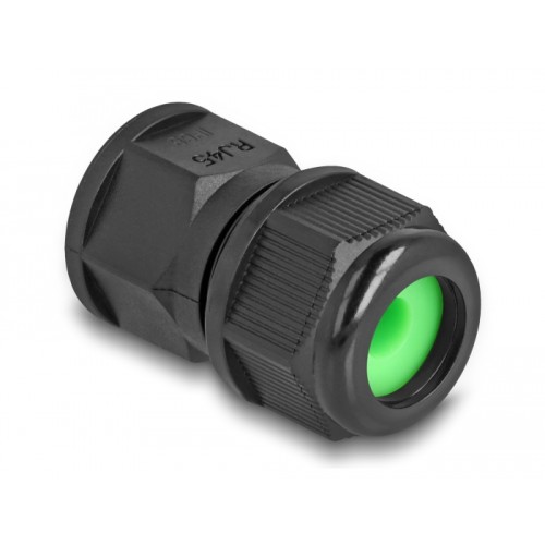 Delock Feed-through coupler for RJ45 network cables IP67 dust and waterproof black
