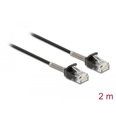 Delock Cable RJ45 plug to RJ45 plug with bend protection Cat.6A 2 m black