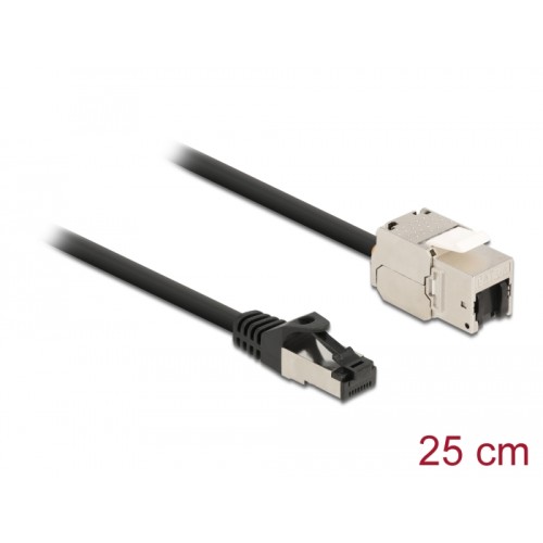 Delock Cable RJ45 plug to Keystone Module RJ45 jack Cat.6A 25 cm black