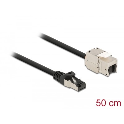 Delock Cable RJ45 plug to Keystone Module RJ45 jack Cat.6A 50 cm black
