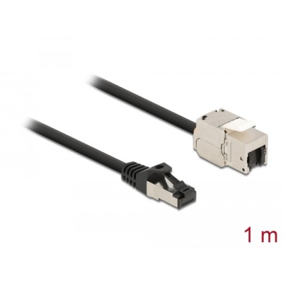Delock Cable RJ45 plug to Keystone Module RJ45 jack Cat.6A 1 m black