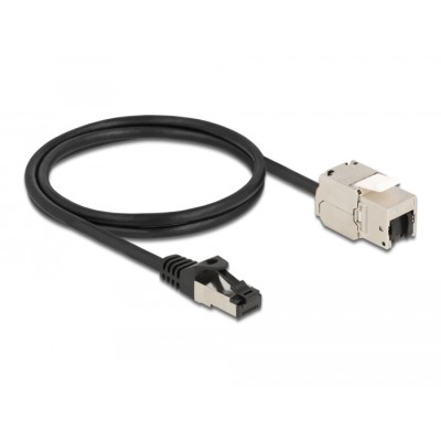 Delock Cable RJ45 plug to Keystone Module RJ45 jack Cat.6A 1 m black 2