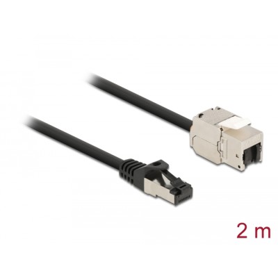 Delock Cable RJ45 plug to Keystone Module RJ45 jack Cat.6A 2 m black