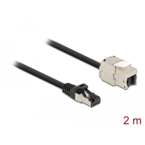 Delock Cable RJ45 plug to Keystone Module RJ45 jack Cat.6A 2 m black