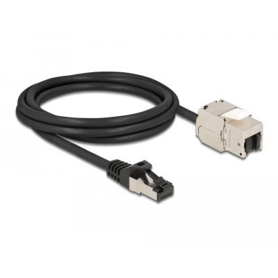 Delock Cable RJ45 plug to Keystone Module RJ45 jack Cat.6A 2 m black 2
