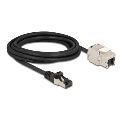 Delock Cable RJ45 plug to Keystone Module RJ45 jack Cat.6A 3 m black 2