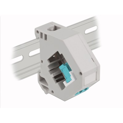 Delock DIN rail Adapter with Keystone LC Duplex female to LC Duplex female aqua