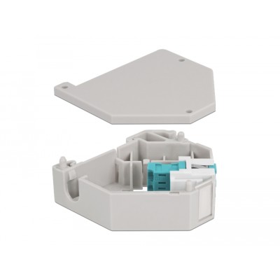Delock DIN rail Adapter with Keystone LC Duplex female to LC Duplex female aqua 2
