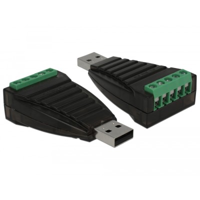 Delock Converter USB Type-A to Serial RS-422/485 terminal block with surge protection 600 W