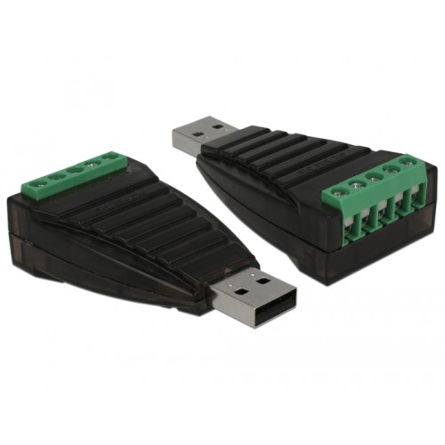 Delock Converter USB Type-A to Serial RS-422/485 terminal block with surge protection 600 W