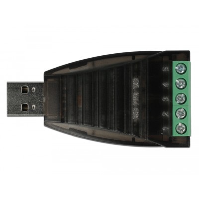 Delock Converter USB Type-A to Serial RS-422/485 terminal block with surge protection 600 W 2