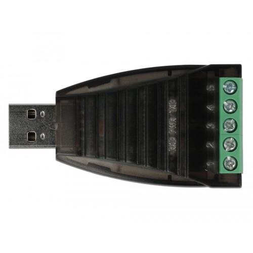 Delock Converter USB Type-A to Serial RS-422/485 terminal block with surge protection 600 W