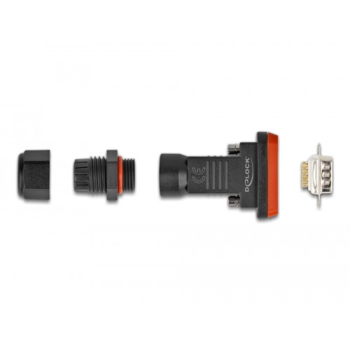 Delock D-Sub 9 pin male with housing IP67 waterproof