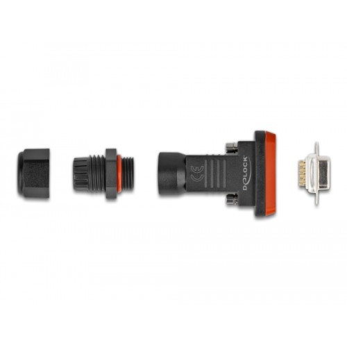 Delock D-Sub 9 pin female with housing IP67 waterproof