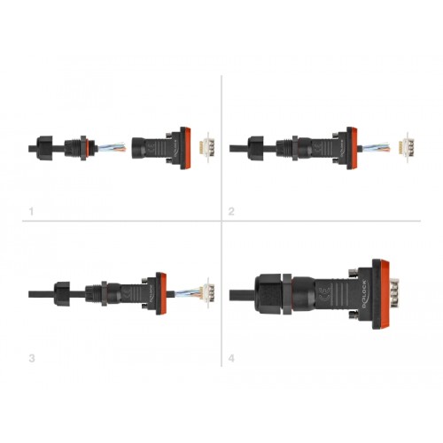 Delock D-Sub 9 pin female with housing IP67 waterproof