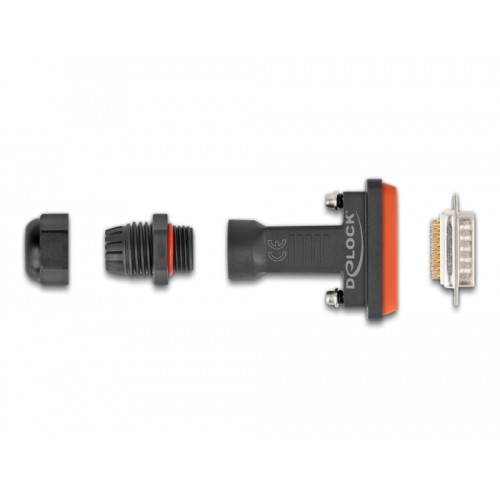 Delock D-Sub 15 pin male with housing IP67 waterproof