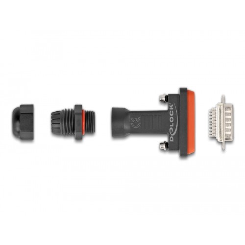 Delock D-Sub HD 26 pin male with housing IP67 waterproof
