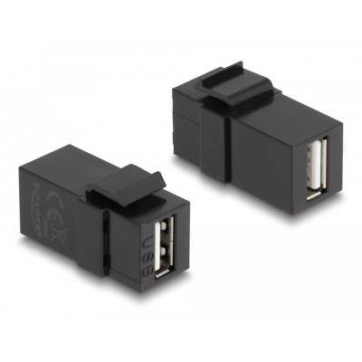 Delock Keystone Module USB 2.0 A female to USB 2.0 A female black