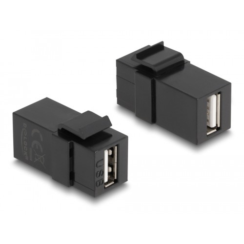 Delock Keystone Module USB 2.0 A female to USB 2.0 A female black