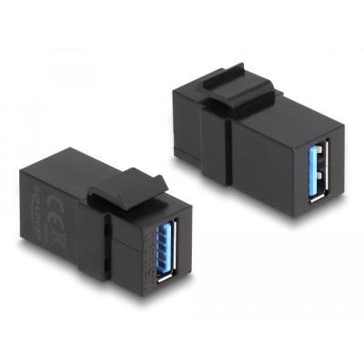 Delock Keystone Module USB 5 Gbps A female to USB 5 Gbps A female black (1:1)