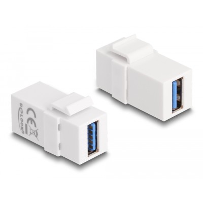 Delock Keystone Module USB 5 Gbps A female to USB 5 Gbps A female white (1:1)