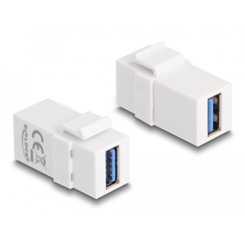 Delock Keystone Module USB 5 Gbps A female to USB 5 Gbps A female white (1:1)