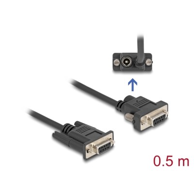 Delock Serial Cable RS-232 D-Sub9 female to D-Sub9 female Power Connection at Pin 9 0.5 m